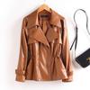 Jaqueta de Couro Pequena Haining Estilo Coreano para Mulheres, Nova Chegada Outono 2026 Slim Fit Casual Tamanho Grande Top de Couro Casaco Curto, Atacado Tamanho Grande