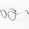 Marco de gafas para miopía de borde fino TR90 retro, con diseño hueco de ojo de gato y montura redonda, marco de gafas liso de celebridad de Internet, gafas llanas anti-luz azul