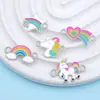 Accesorios de Animales del Océano Arcoíris Colgante Creativo Doble Colgante Aleación con Goteo de Aceite Accesorios de Joyería Pendientes Pulsera Collar DIY