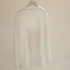 Camiseta Mágica de Lyocell! Camiseta Branca Estampada de Manga Longa para Mulheres, Verão Fina Solta Versátil Proteção Solar Cover-Up Top