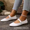 Transfronterizos Tallas Grandes Otoño 2026 Nuevos Zapatos Casuales de Tacón Bajo con Boca Redonda para Mujer Mocasines Casuales de Hebilla Única con Boca Baja