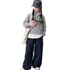 Conjunto Informal de Primavera y Otoño para Niñas 2026 Nuevo Estilo Moda Sudadera con Estampado de Letras para Niños Pantalones Cargo Conjunto de Dos Piezas