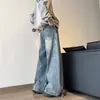 Jeans Machete de Perna Larga Estilo Americano Masculino Primavera e Outono Marca Tendência Calças com Design de Tubo Reto Calças Largas Masculinas Tendência