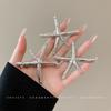 Horquilla de estrella de mar de metal plateado para mujer, hecha en Corea, con flequillo, estilo pico de pato, dulce, genial, para chica, con clip lateral, para el pelo roto, accesorio para la cabeza