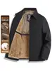 Popular chaqueta gruesa con solapas y forro polar genuino para hombre, adecuada para hombres de mediana edad y mayores, chaqueta de estilo casual de negocios, atuendo de papá