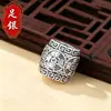 Cuentas de Barril de Plata Pura 999, Cuentas Espaciadoras, Accesorios Hechos a Mano para DIY, Cuentas para Hilo, Monedas de los Cinco Emperadores, Cuentas de Barril con Agujero Grande, Estilo Étnico