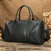 Bolsa de viaje de cuero genuino para hombre, estilo europeo y americano, para viajes cortos y de negocios, bolsa de equipaje de gran capacidad, se puede llevar en la mano, bolsa para hombres de negocios