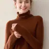 Nuevo Suéter de Cachemira Otoño e Invierno para Mujer Doce Agujas Producto Terminado de una Pieza Borde Enrollado Cuello Alto Caliente Jersey Cómodo Suéter de Punto
