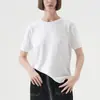 CANVAUS Camiseta de Manga Corta de Modal Estilo Coreano para Mujer, Nueva, Color Sólido, Cuello Redondo, Sencilla, Casual, Básica, Top Delgado para Verano