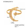 Anillo Estrella y Luna de Circonia 5A Super Flash Estilo Omaca Anillo Geométrico Asimétrico de Acero Inoxidable para Dedo Índice Combinación de Joyería para Mano
