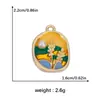 Estilo Pintura al Óleo Artística DIY Accesorios Colgantes para Collar Pulsera Colgante Marco de Fotos Tulipán Colorido Flor Colgante Adorno Colgante