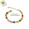 Pulseira de Joias Geométricas Coloridas com Zircônia em Forma de Gota d'Água Transfronteiriça Versátil Personalizada Pulseira de Cobre Banhado Conserva Cor para Homens e Mulheres