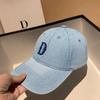 Gorra de Béisbol de Mezclilla Bordada con Letra D Estilo Coreano Simple y Versátil para Mujer en Moda Primavera y Verano Gorra Suave con Visera para Mostrar Rostro Pequeño
