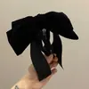 Presilha de Rabo de Cavalo com Laço Estilo Retrô, Elegante Grampo Preto para Meio Preso para Mulheres, Simples Prendedor de Cabelo Banana