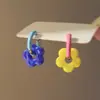 Brincos de Flor Rosa com Zircônia Azul Haze Relevo Estilo Retrô Francês Esmaltado Gotejante para Mulheres, Luxo Leve, Sensação de Alto Padrão, Estilo de Nicho
