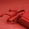Pulsera Ruyi de Cinabrio Pulsera Año Zodiacal Cuerda Roja Pulsera Tejida a Mano para Mujer Arena Dorada Púrpura Regalo Auspicioso para Parejas