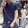 Camiseta de manga corta de lino japonés de verano para hombre, camiseta retro de algodón y lino de color sólido, camiseta fina de media manga para hombre, venta al por mayor