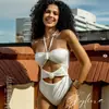 Traje de baño 2026 con estampado floral 3D, color liso, de cintura alta, sin espalda, traje de baño de una pieza para mujer, bikini sexy, estilo europeo y americano, traje de baño ajustado para mujer