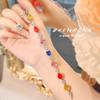 Pulseira Arco-Íris Elegante Novo Estilo Leve Luxo Versátil Verão Dopamina Diamante de Alto Carbono Cristal Doce Pulseira Joia para Mulheres