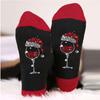 Calcetines de algodón de otoño e invierno para hombre y mujer, calcetines navideños de copa de vino tinto de color contrastante, calcetines casuales con borde cruzado, calcetines deportivos absorbentes del sudor.