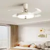 Lâmpada Ventilador Nova Moderna Simples Frequência Variável Silenciosa Invisível Estilo Medieval Creme Sala de Estar Quarto Sala de Jantar Ventilador de Teto Lâmpadas