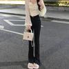 Calça jeans skinny preta feminina, nova moda outono e inverno 2023, cintura alta, stretch, boca de sino, calça estilo ferradura