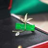 Broche Sun Cloud Nova Entrada Luxo Alto Padrão Ágata Verde Imitação Bambu Simples Banhado a Ouro Incrustado com Diamantes Pin de Bambu Junzi Feminino