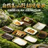 Vajilla Estilo Rústico Imitación Porcelana Melamina, Tazón para Hielo Seco de Tripa, Plato Rectangular para Carne de Res, Plato de Forma Especial para Tripa, Exclusivo para Restaurantes de Hot Pot