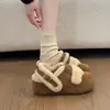 Pantuflas de algodón para otoño e invierno, modelo nuevo, de punta cerrada, estilo Birkenstock, suela gruesa, forradas de felpa, 2026 medias pantuflas para mujer, aptas para usar en exteriores, peludas