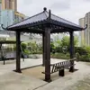 Aleación de Aluminio Pabellón Patio Hogar Exterior Ocio Nuevo Estilo Chino Pabellón Tejado de Villa Parabrisas Cerrado Pabellón Grande