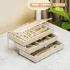 Caja joyero de tres cajones con flocado multifuncional, rejilla para joyas de gran capacidad, expositor para pendientes, aretes, collar