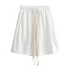 Pantalones cortos casuales de 5 puntos de verano europeos y americanos delgados con doble cordón tejido a mano de color contrastante adelgazantes combinables pantalones holgados para mujer