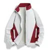 Chaqueta de Bloques de Color Patchwork con Cuello Alto para Hombre, Nueva Chaqueta Bomber Casual Holgada Estilo Americano para Primavera/Otoño