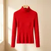 Suéter feminino de gola alta, moda outono feminina, camisa básica elegante, blusa de tricô de manga longa lisa para mulheres