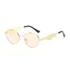Gafas de Sol Ovaladas Metálicas Estilo Europeo y Americano Retro para Mujer, Gafas de Sol de Moda para Viajes Fotografía Callejera, Gafas de Sol con Protección UV