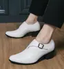 Zapatos de Cuero Puntiagudos para Hombre, Nuevo Estilo Primavera y Verano, Zapatos de Cuero Blancos con Cordones de Vestir Formales, Moda Británica de Cuero Genuino de Tacón Alto para Bodas de Hombre