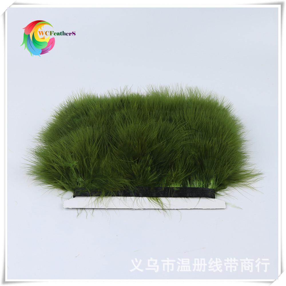 11 olive-green marabou trimmin