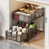 Estantes de almacenamiento de cocina extraíbles, estantes en niveles dentro del gabinete, organizador de doble capa debajo del fregadero, canasta extraprofunda extraíble, una solución de almacenamiento para la cocina