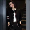 Nuevo cárdigan de punto casual suelto a rayas con cuello redondo estilo coreano para mujer, nuevo abrigo versátil de un solo botón ajustado para otoño e invierno