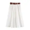 Roupas Femininas 2026 Verão Novo Estilo Europeu e Americano Moderno Simples Versátil Calça de Pernas Largas com Cinto 7807318