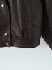 Chaqueta larga de mujer para otoño e invierno, estilo europeo y americano, con solapa, bolsillos, dobladillo decorativo, cintura elástica y material retro de PU