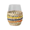 Vaso de Vidro Trançado de Palha Natural Transfronteiriço, Copo de Vidro de Escritório Puramente Trançado à Mão, Conjunto Trançado de Três Cores Atacado