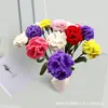 Flor de Cravos Artificial de Tricô Crochê à Mão Flor de Cravos Tecida Ornamento Decorativo Presente Flor Pronta