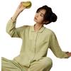 Pijama de Algodón Personalizado de Fábrica para Mujer Primavera y Otoño Delgado Doble Capa Crepé Cuello Cuadrado Pequeño Dulce Cárdigan Exterior Ropa de Casa