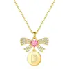 Collar Dorado Creativo Europeo y Americano Transfronterizo de 26 Letras Pendientes Compactos y Simples con Colgante de Corazón Joyería Regalo para Mujeres