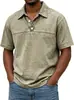 Comercio exterior transfronterizo sitio independiente de Amazon Y2 nueva moda masculina color liso retro manga corta cuello camisero polo para hombre