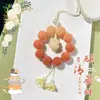 Colgante Redondo Minimalista de Cuentas Raíz de Bodhi Cadena para Teléfono Bolso Llavero Accesorio Pulsera de Alta Estética para Mujeres Cuentas de Oración Budistas