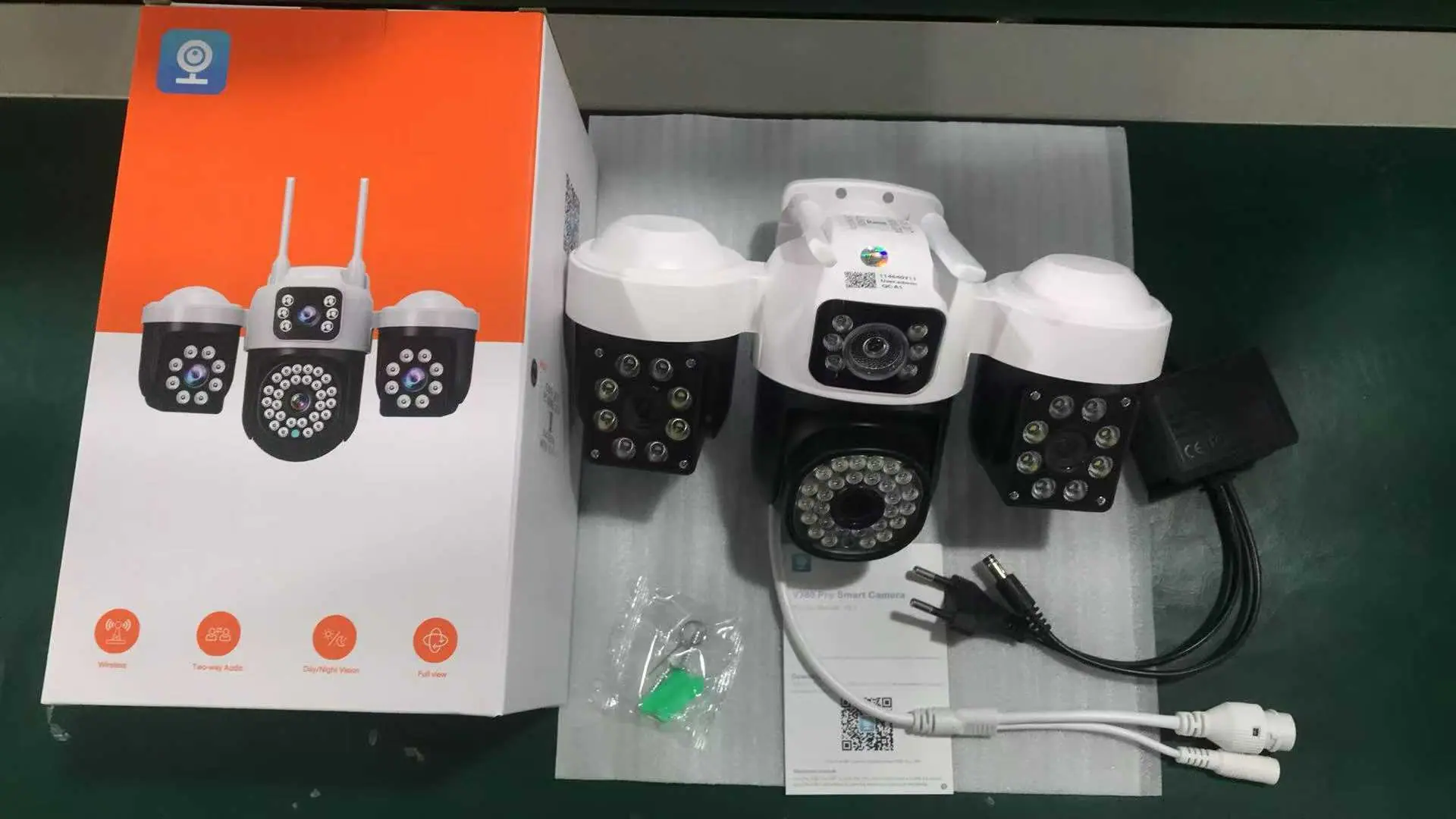 V380太阳能摄像头4G双画面枪球三目10倍变焦低功耗电池无