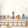 Navidad Dibujos Animados Estrella Pueblo Autoadhesivos Pegatinas de Pared Habitación Infantil Sala de Estar Pared de Fondo Pegatinas Decorativas ZN3210F