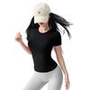 Roupa de Yoga Elástica para Fitness Gola Redonda Manga Curta Respirável Emagrecedora Pilates Corrida Top Secagem Rápida Camiseta Esportiva Verão Fina